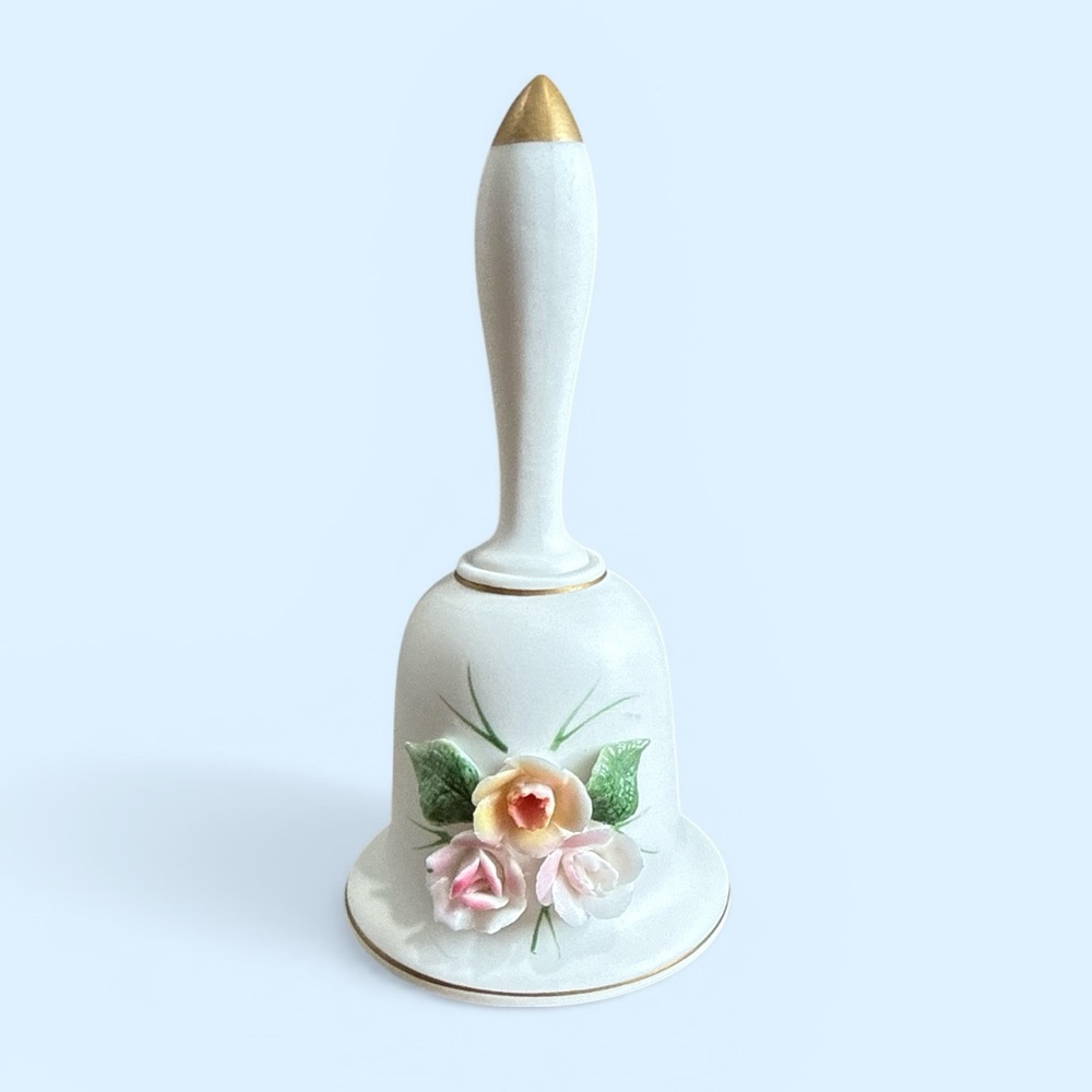 Sanrio White Porcelain Bell with Gold and Red Accents